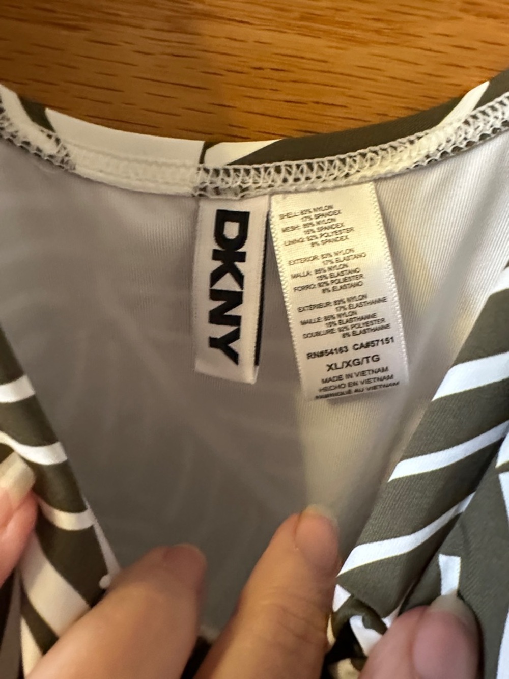 DKNY Olive Green & White Tropical-Leaf One-Piece Swimsuit - Picture 3 of 6